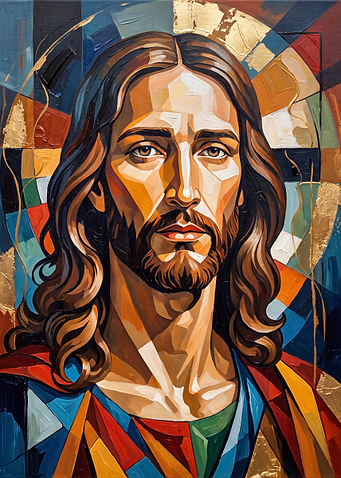 Modern Geometric Portrait of Jesus Christ