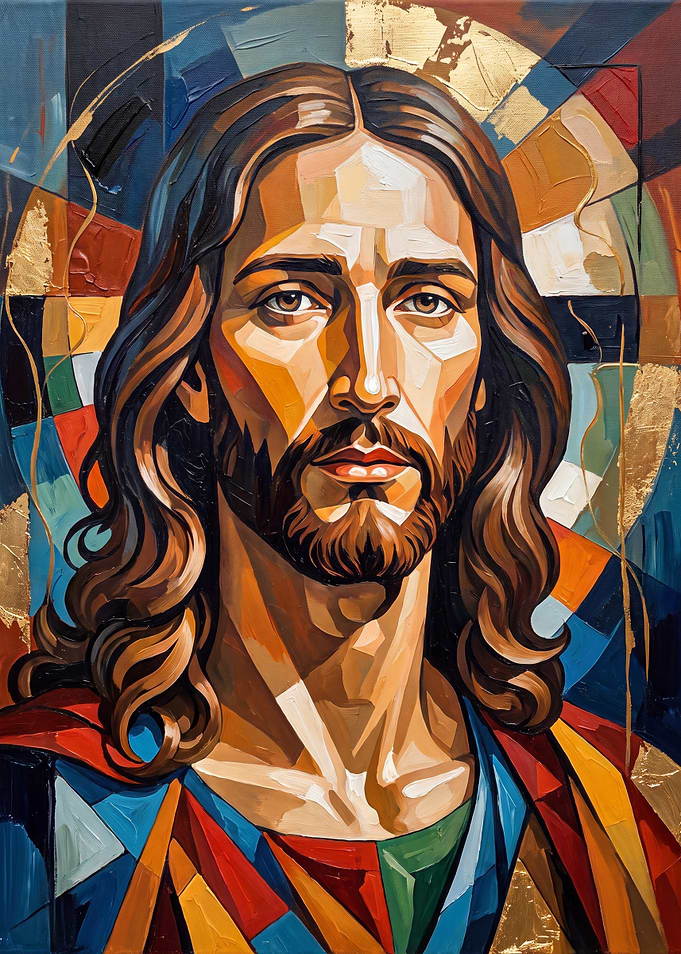 Modern Geometric Portrait of Jesus Christ