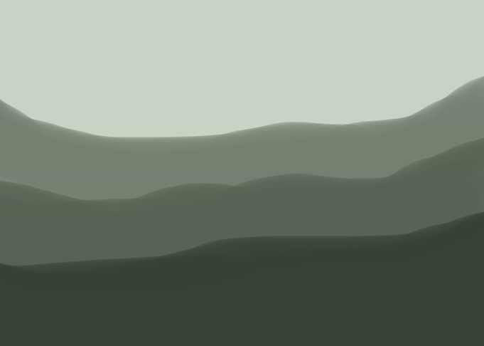 Minimalist Green Mountain Landscape
