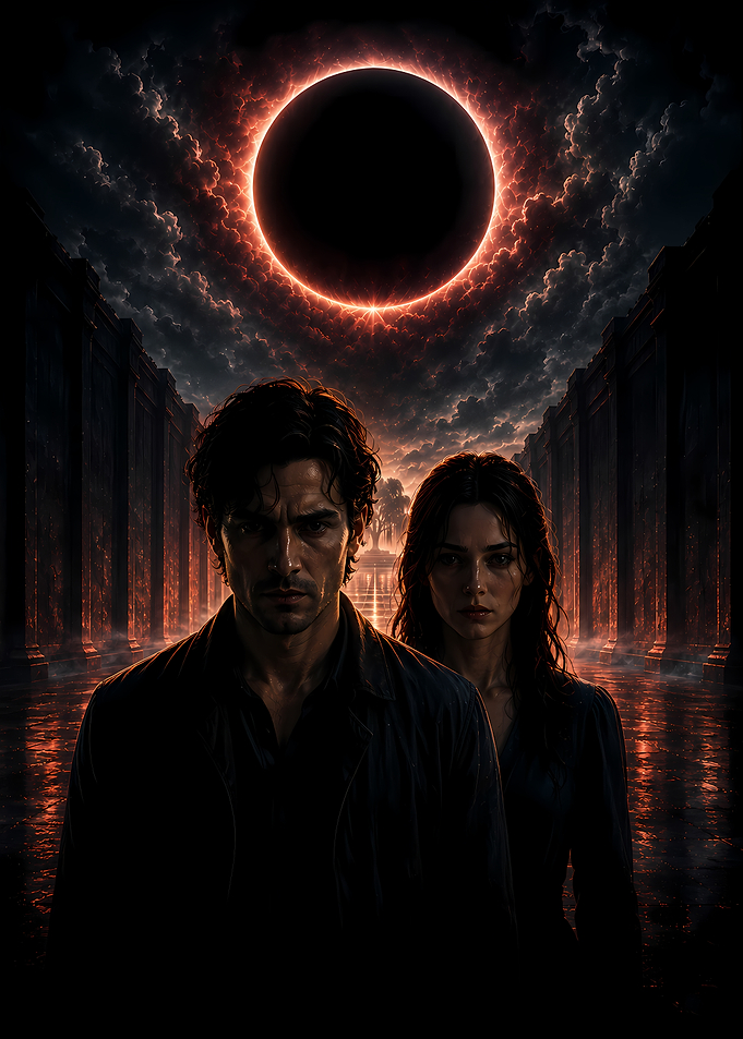 Couple Under a Dark Solar Eclipse