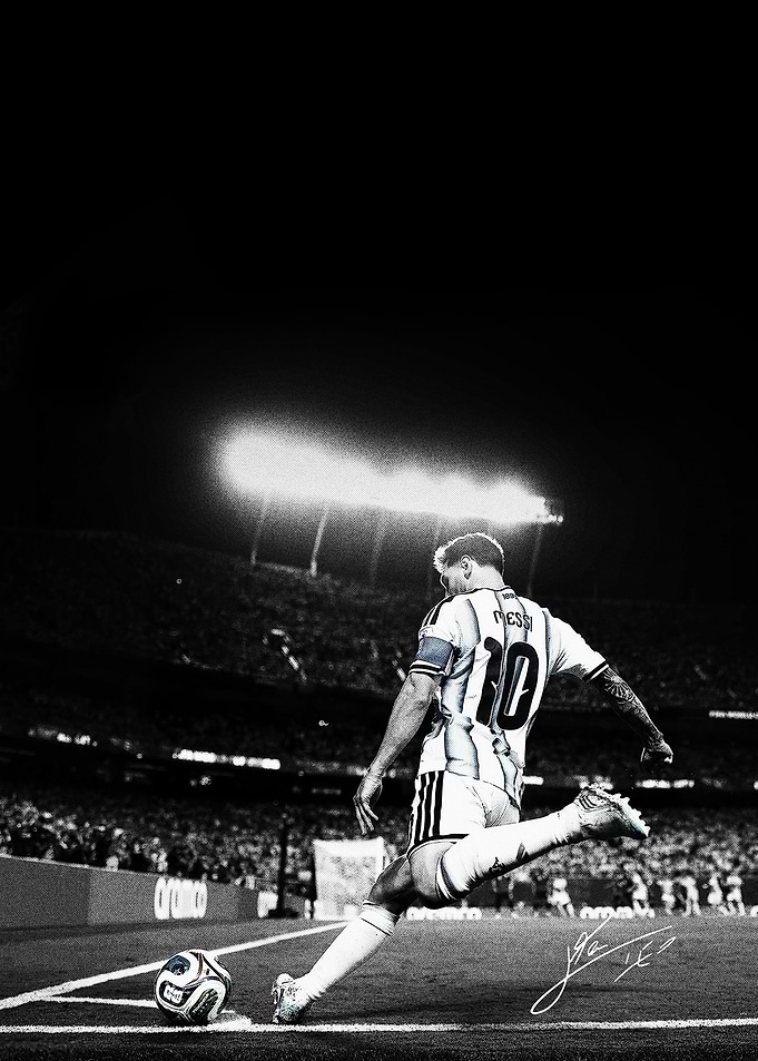 Lionel Messi Taking a Corner Kick