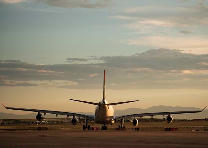 Airbus A340 Taxi at Sunset