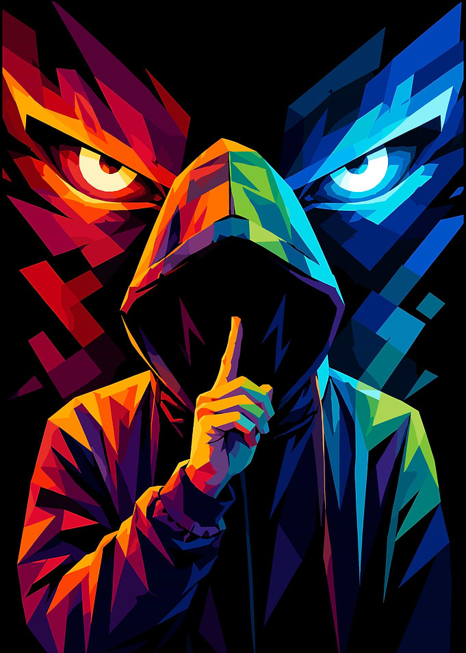 Mysterious Hooded Figure Shushing Pop Art