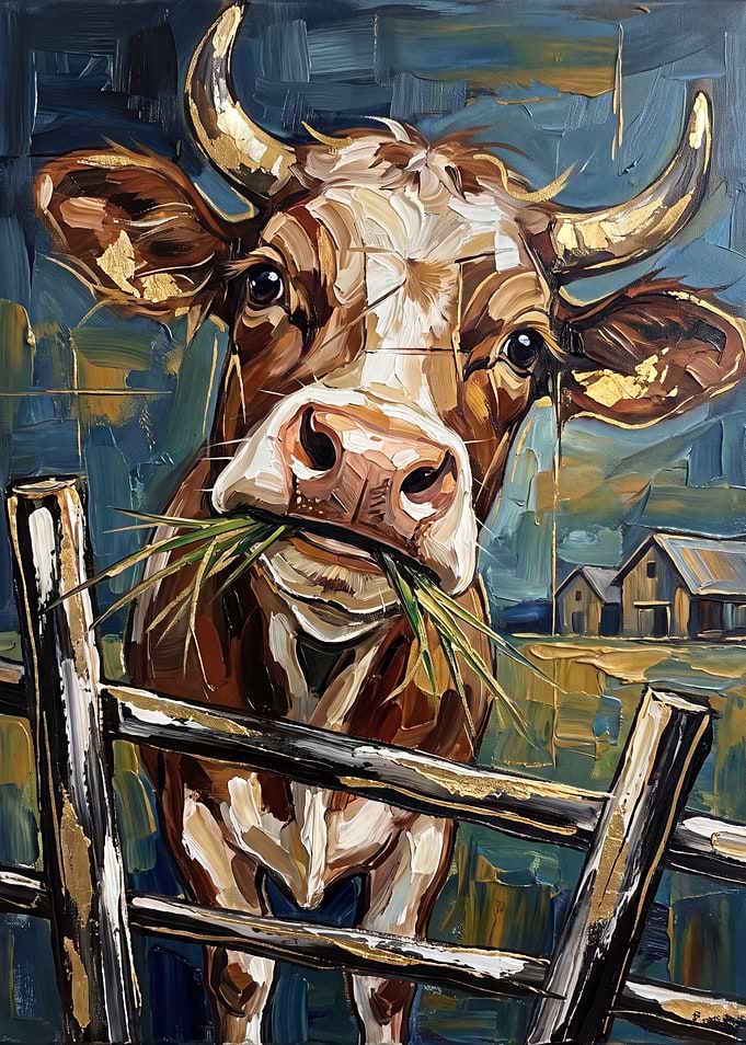 Impressionist Oil Painting of a Cow