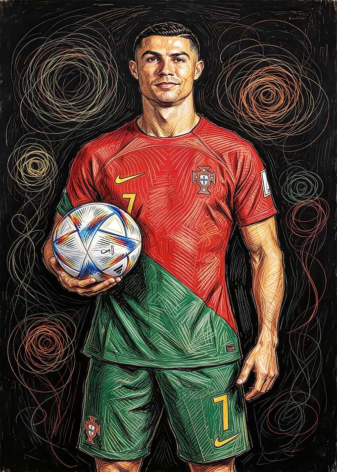Cristiano Ronaldo Portugal Scribble Art Portrait