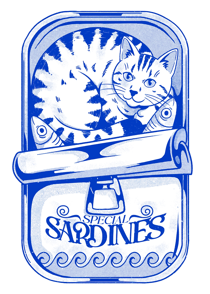 Cute Cat in Sardine Tin Illustration