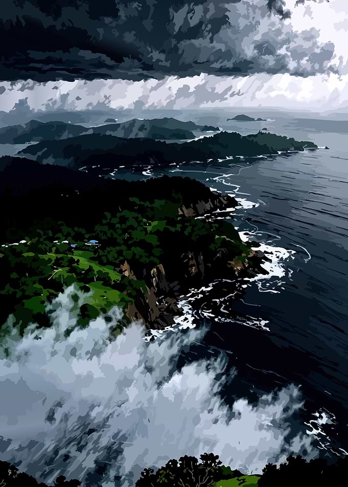 Stormy Coastal Landscape Illustration