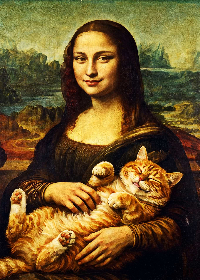 Mona Lisa Holding a Ginger Cat