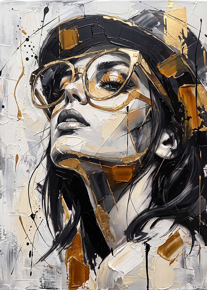 Modern Portrait of Woman with Gold Accents