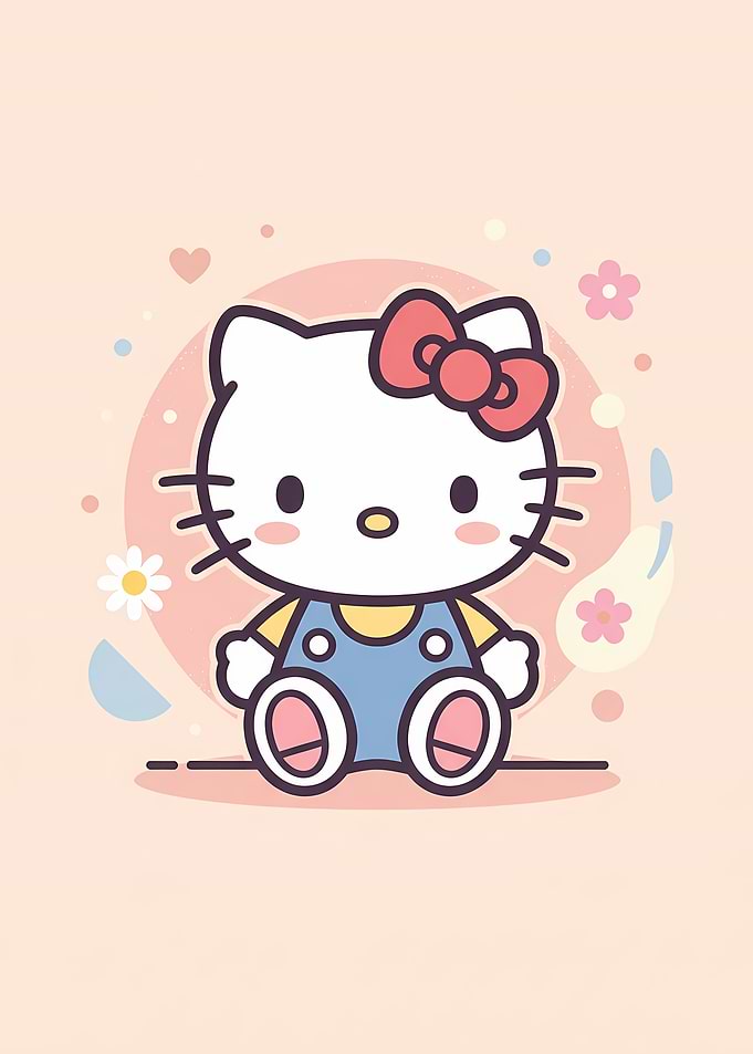 Cute Hello Kitty Illustration in Pastel Colors