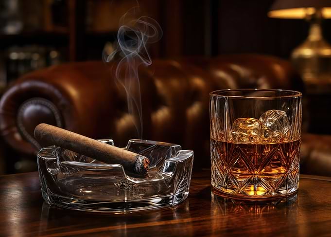 Whiskey and Cigar in a Lounge