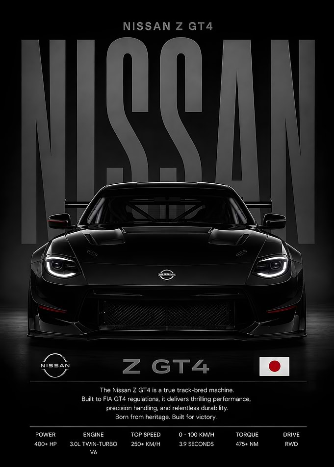 Nissan Z GT4, Car Poster