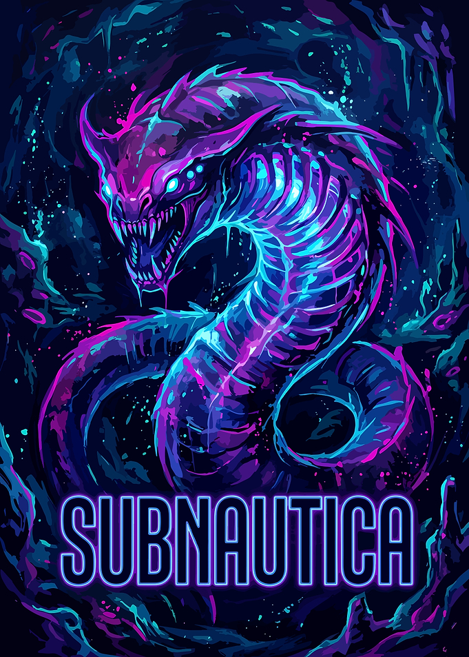 Subnautica Reaper Leviathan Neon Art