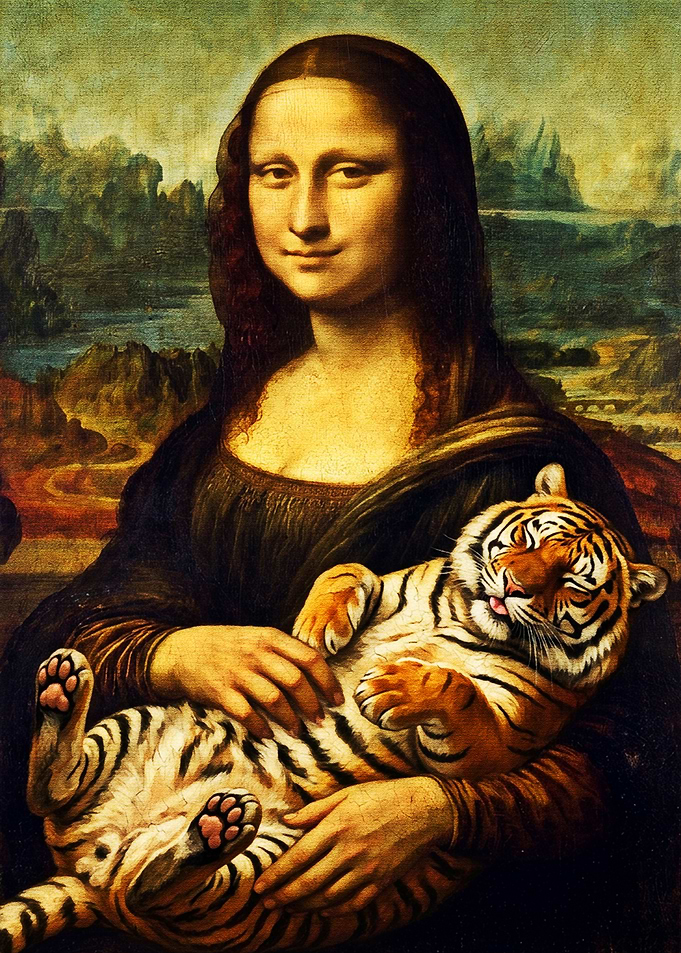 Mona Lisa Holding a Sleeping Tiger