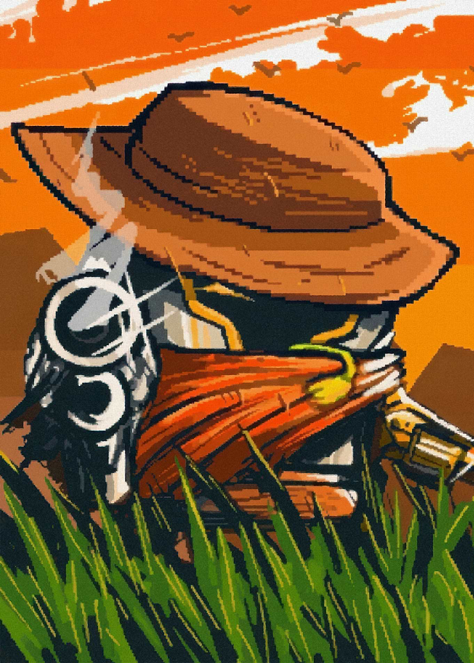 Pixel Art Cowboy Character