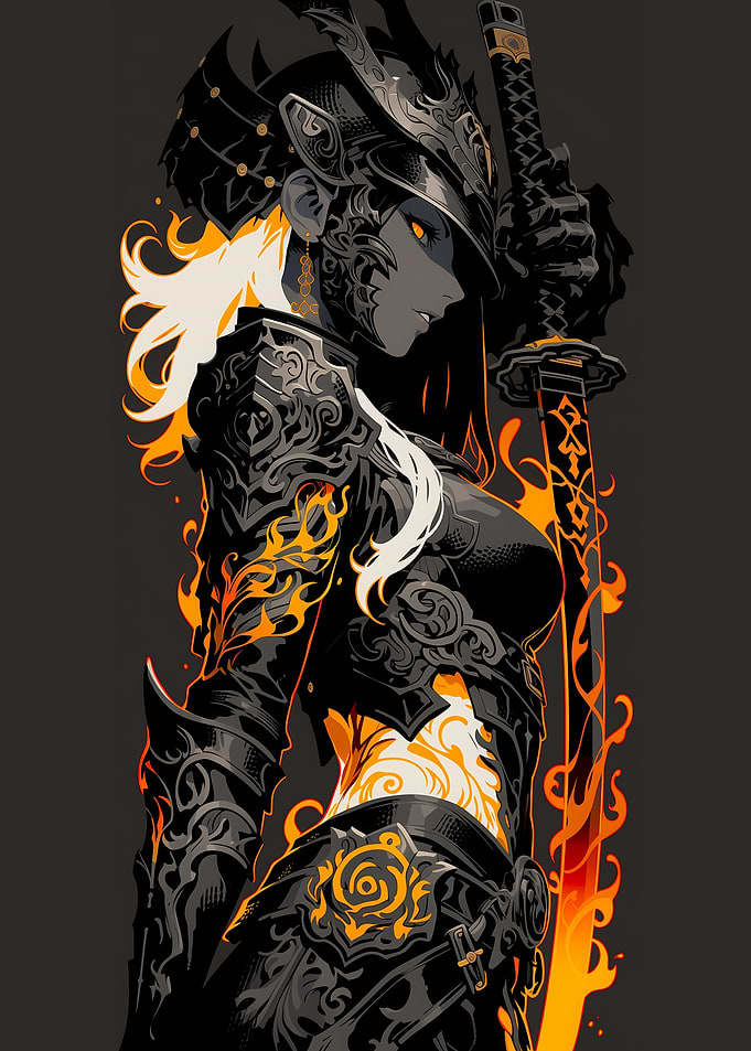 Fiery Samurai Warrior Woman