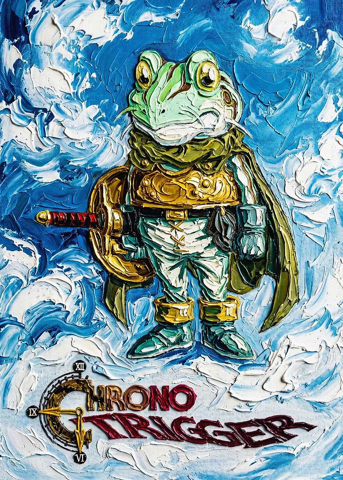 Chrono Trigger Frog Oil Painting