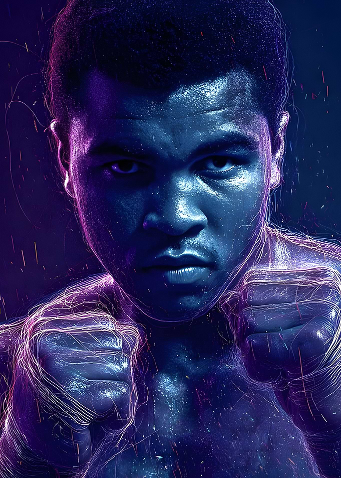 Muhammad Ali Neon Boxing Portrait