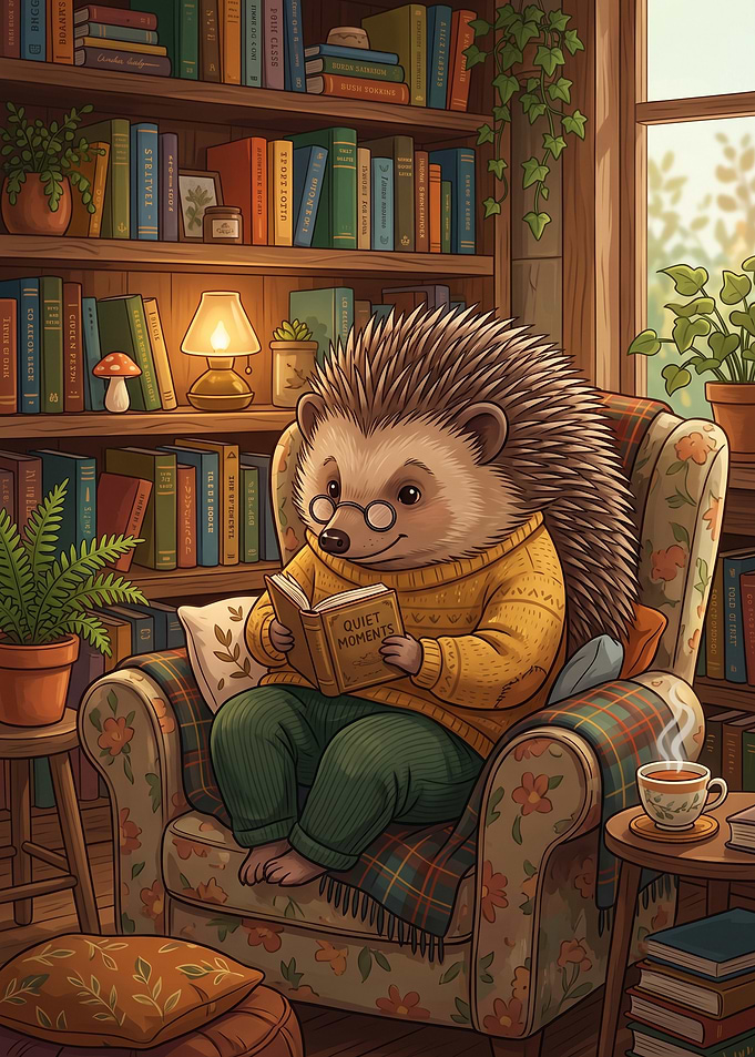 Cozy Hedgehog Reading Memes