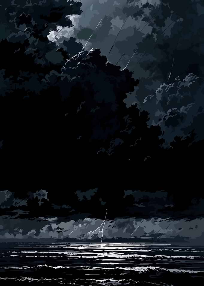 Stormy Ocean Lightning Night