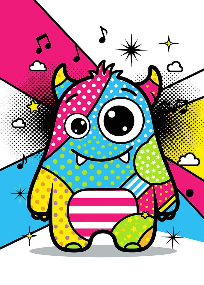 Colorful Pop Art Monster Illustration