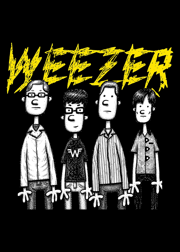 Weezer Band Cartoon Illustration
