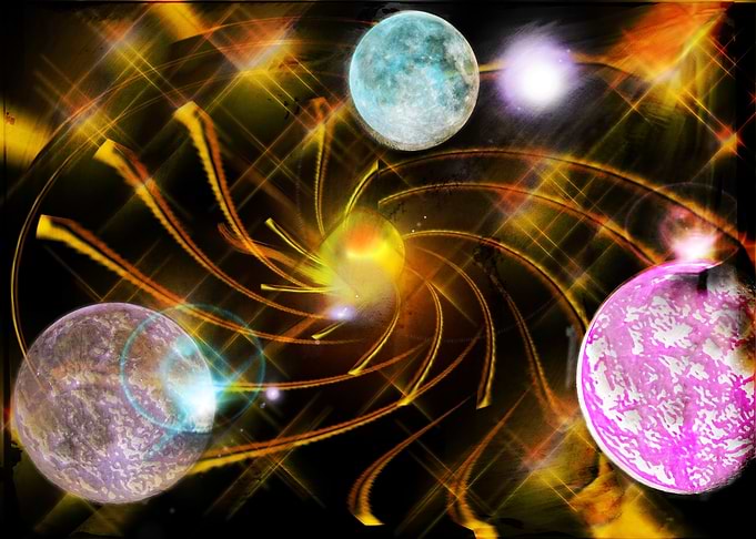 Abstract Cosmic Planets and Light Trails
