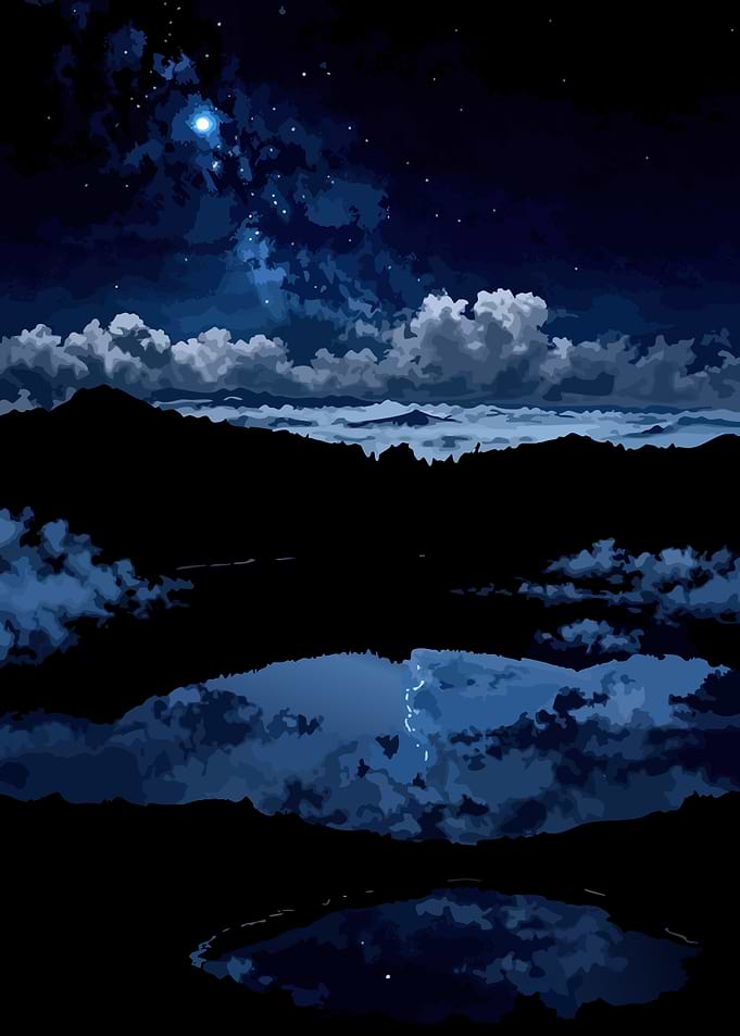 Starlit Mountain Lake at Night