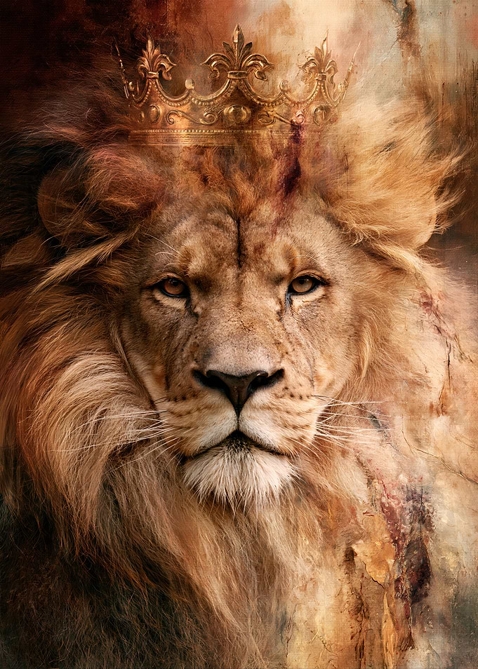 Majestic Lion King with Golden Crown