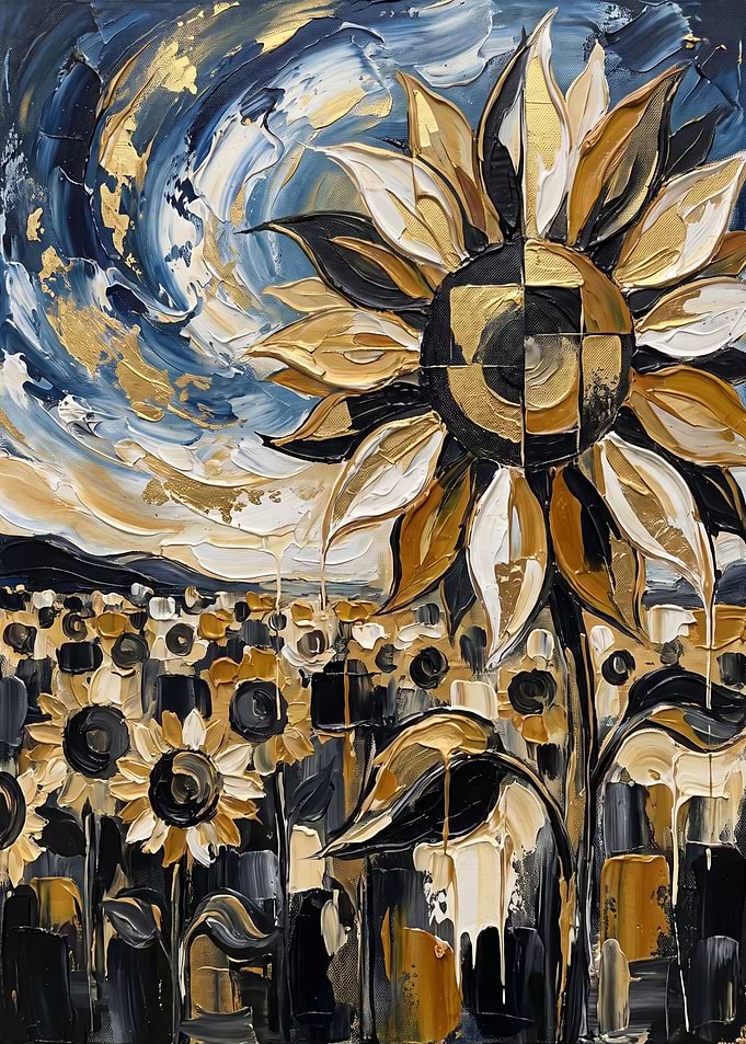 Abstract Sunflower Field Oil Painting