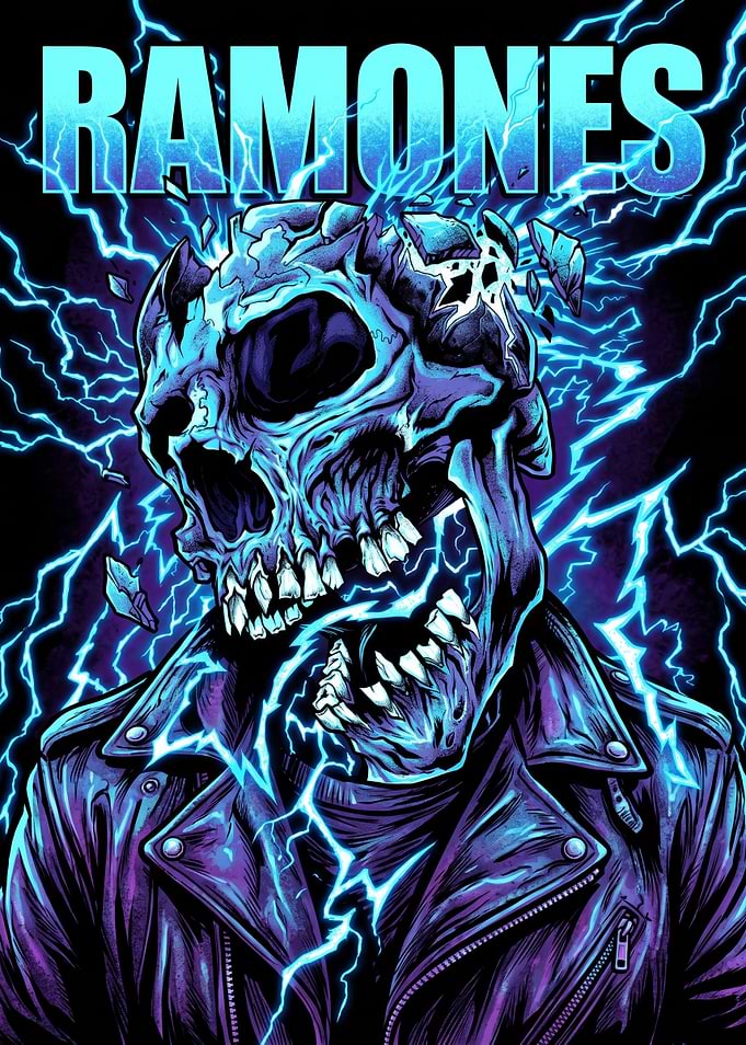 Ramones Electric Skull Punk Poster