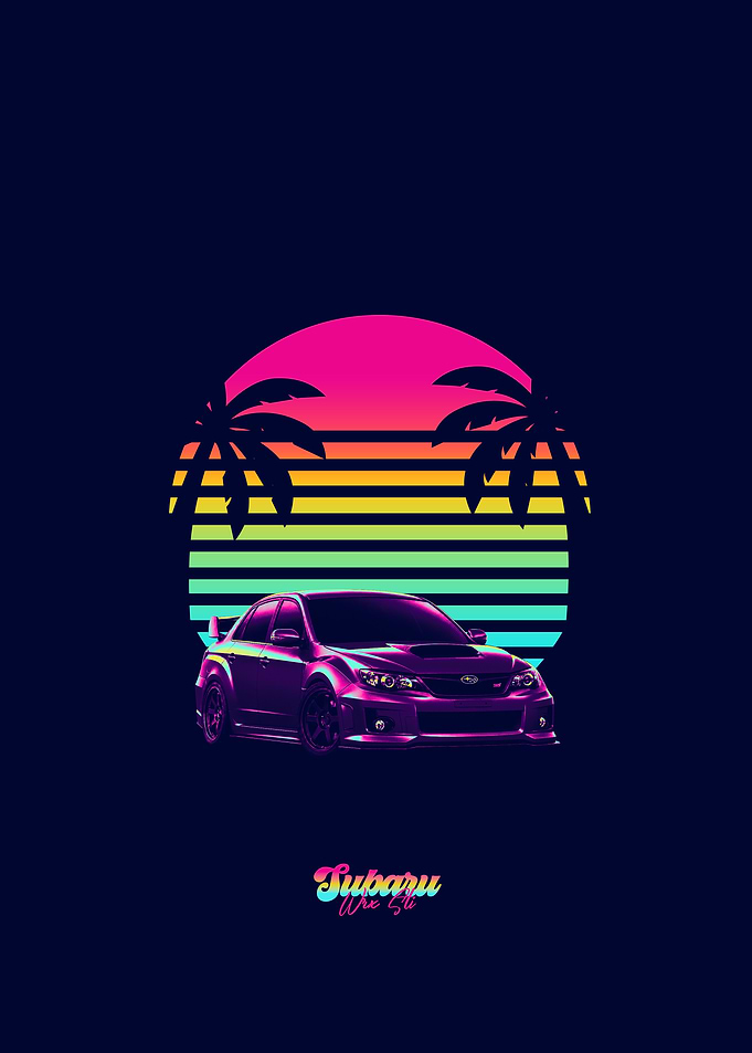 Retro Synthwave Subaru WRX STI