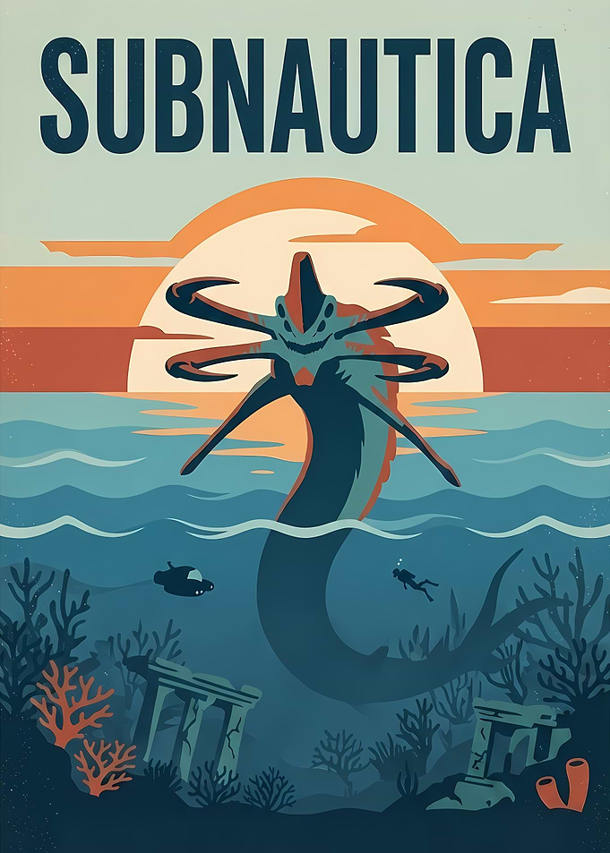 Subnautica Reaper Leviathan Travel Poster
