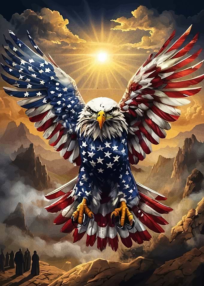 Patriotic American Eagle Flying