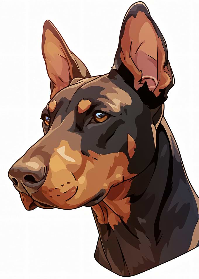 Doberman Pinscher Portrait Illustration