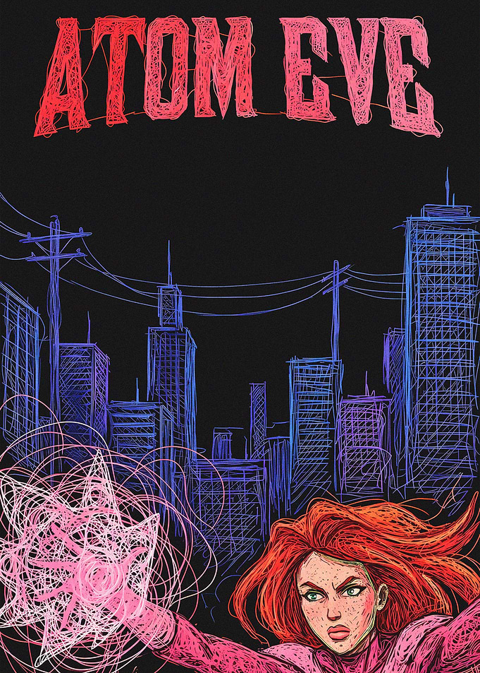 Atom Eve Scribble Art Poster