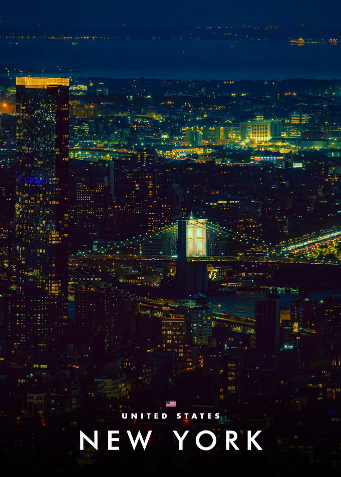 New York City Night Skyline Poster