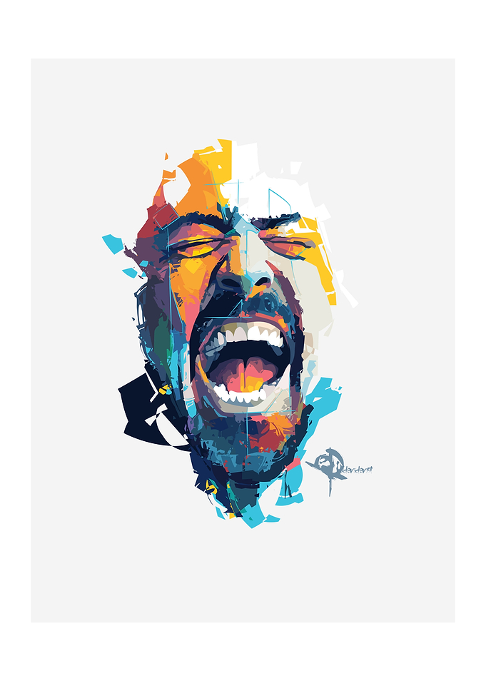 Abstract Screaming Man Portrait