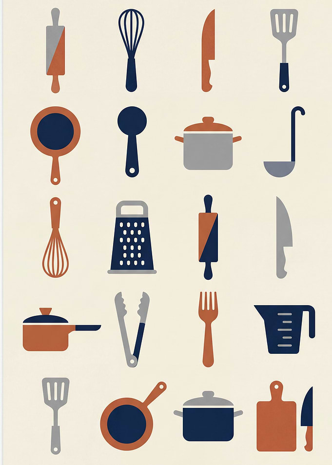 Minimalist Kitchen Utensils Icon Set