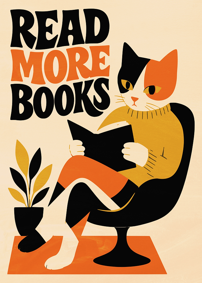 Read More Books Cat Poster