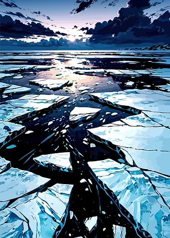 Arctic Ice Floes at Sunset