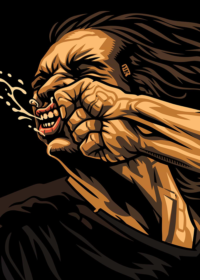 Graphic Illustration of a Powerful Punch