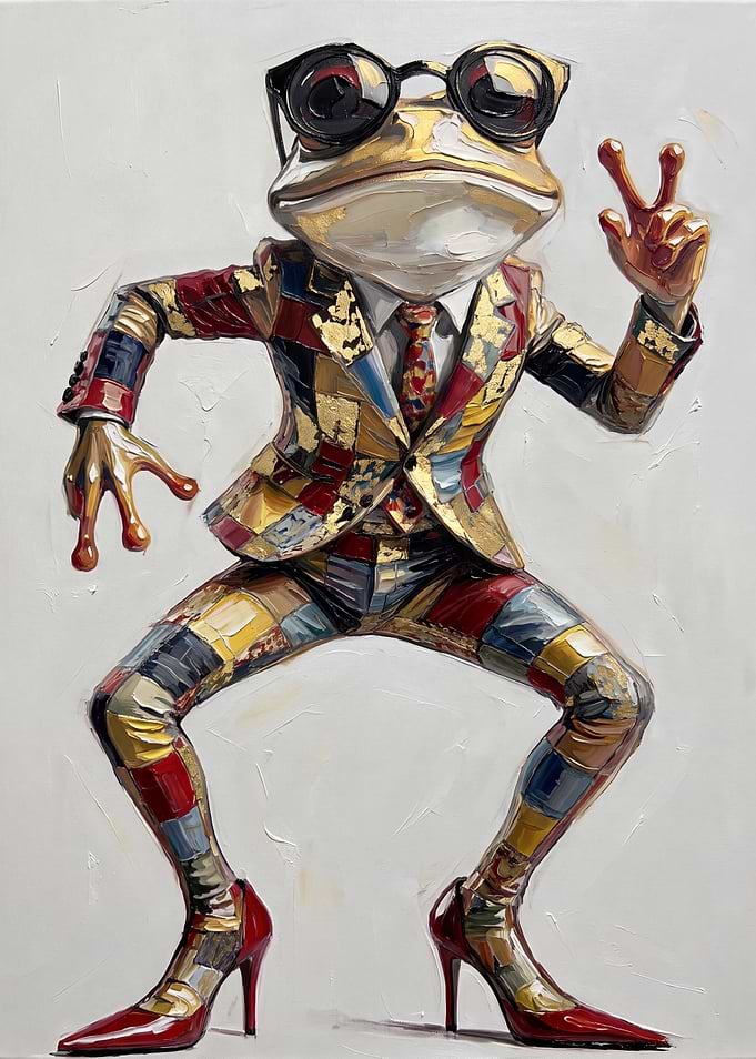 Stylish Frog in Patchwork Suit