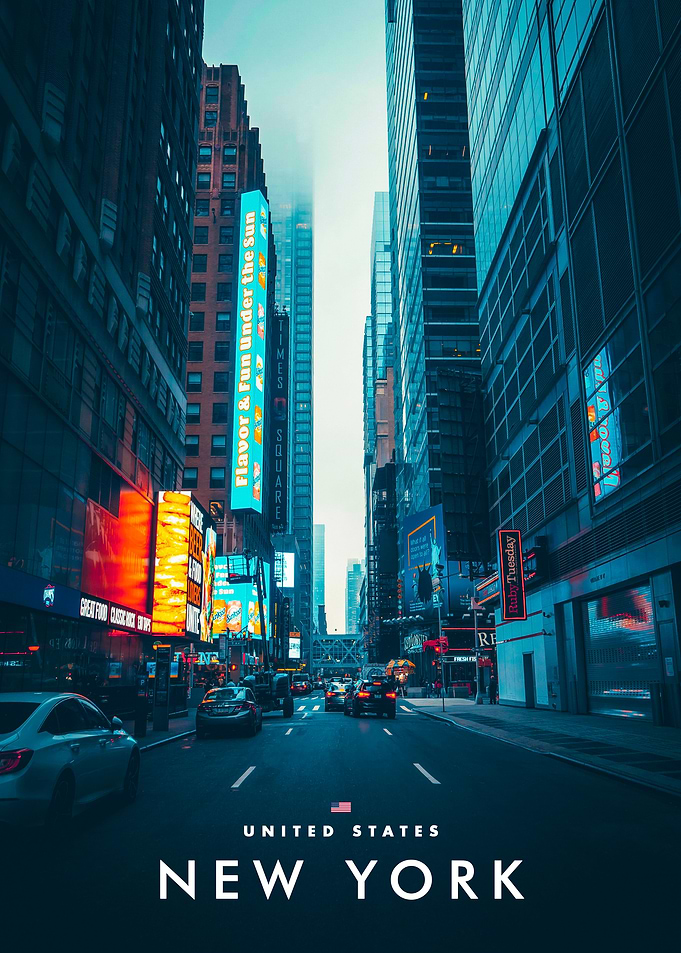 New York City Streetscape at Twilight