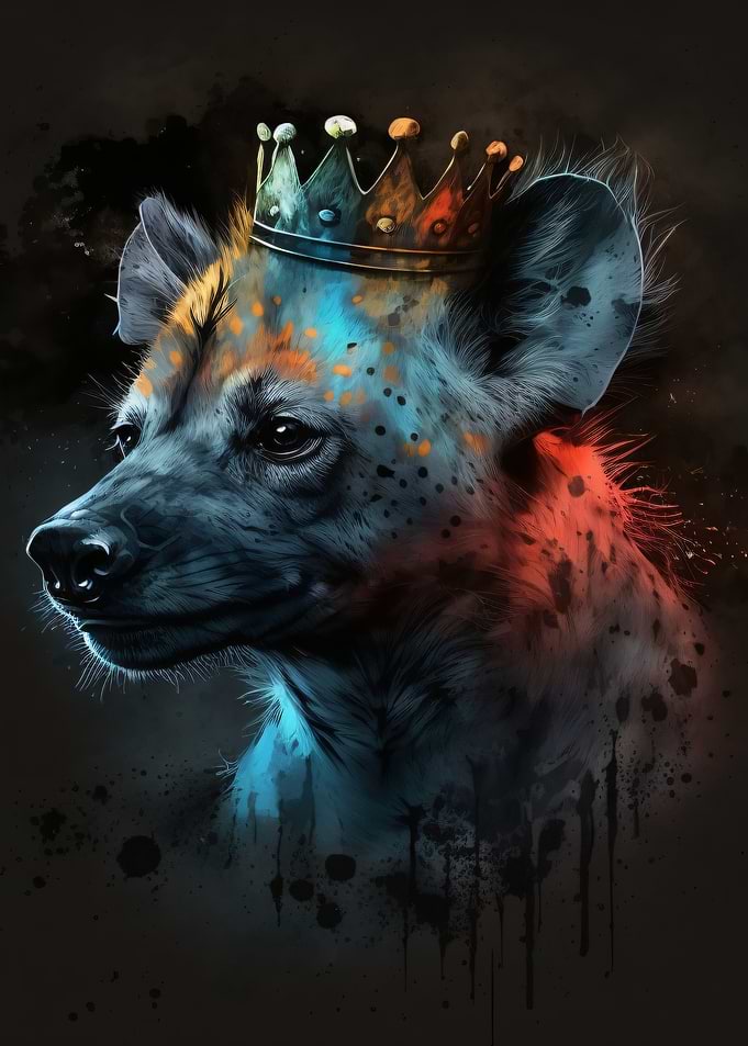Regal Hyena with Colorful Crown