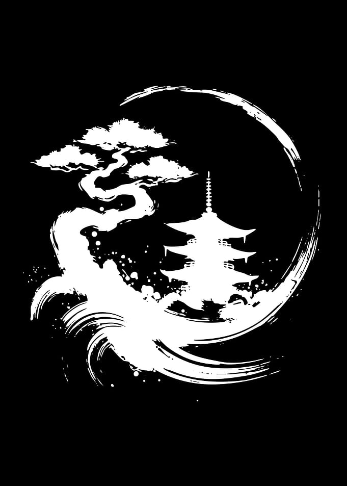 Japanese Zen Bonsai and Pagoda Art