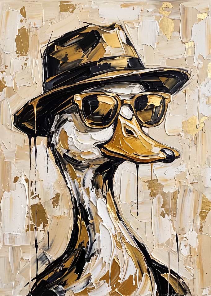 Stylish Goose in Hat and Sunglasses