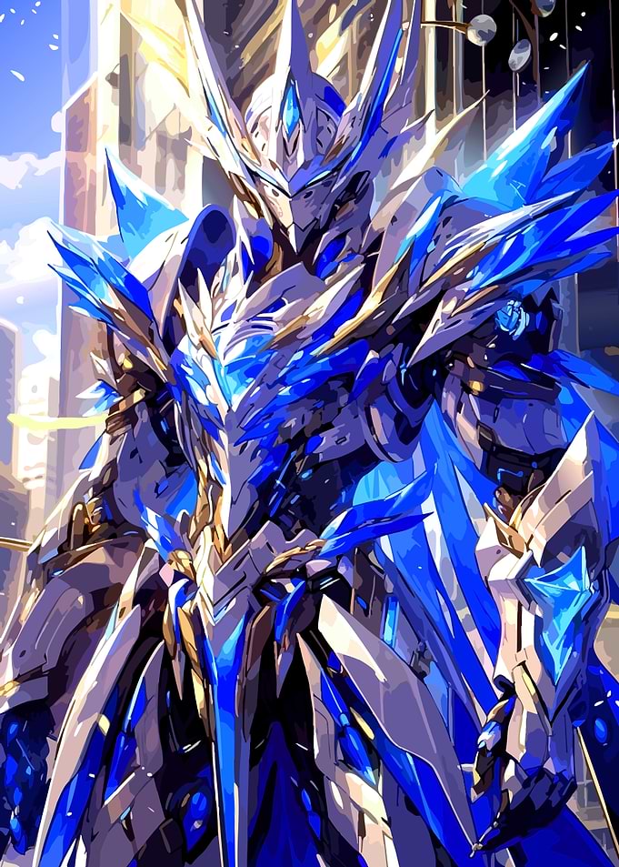 Blue Crystal Mecha Knight Warrior