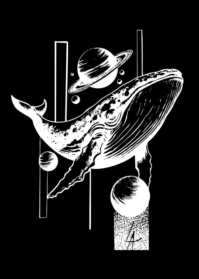 Cosmic Whale Space Illustration