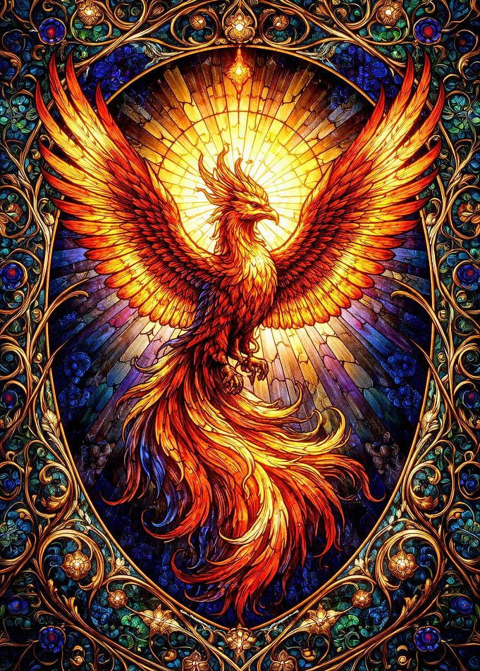 Stained Glass Phoenix Art